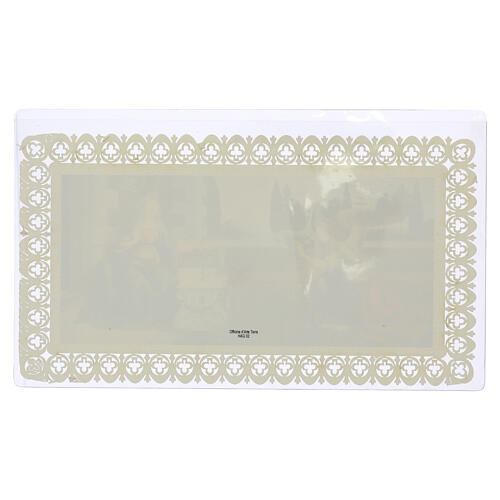 Image pieuse Annonciation scène de la Renaissance 12x21 cm décor dentelle 2