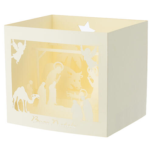 3D Pop-up Christmas card, white Nativity Scene 2