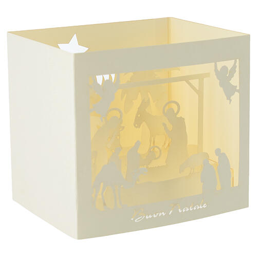Cartolina natale pop 3D presepe bianco 3