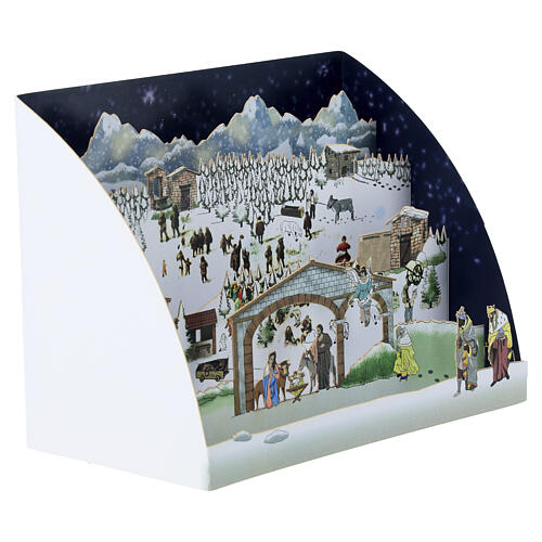 Pop-up Christmas card with snowy mountains and Nativity 3
