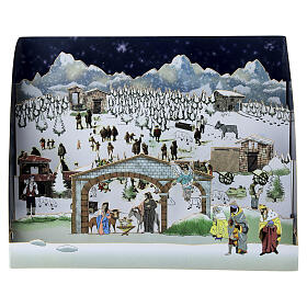 Biglietto natalizio pop up montagne innevate e Natività