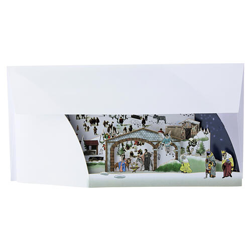 Biglietto natalizio pop up montagne innevate e Natività 5