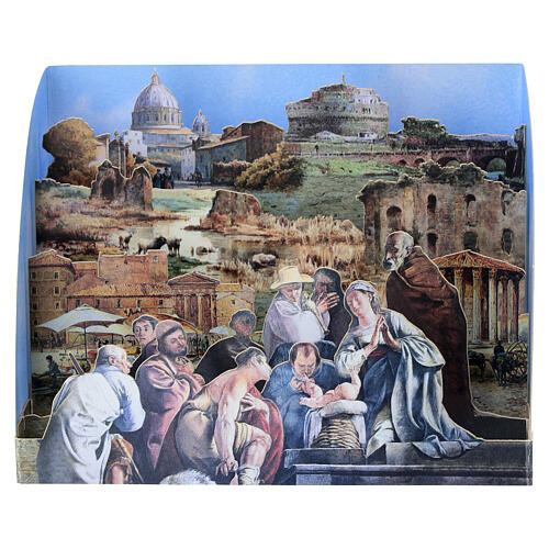 Biglietto natalizio pop up Presepe Romano 1