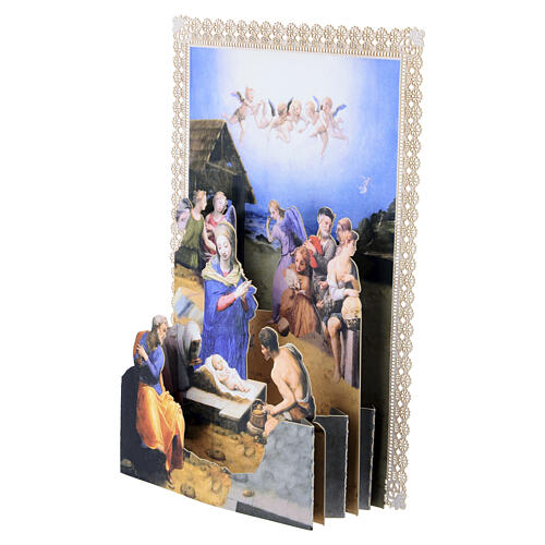 Tarjeta navideña pop-up belén Adoración de los Pastores El Bronzino 2