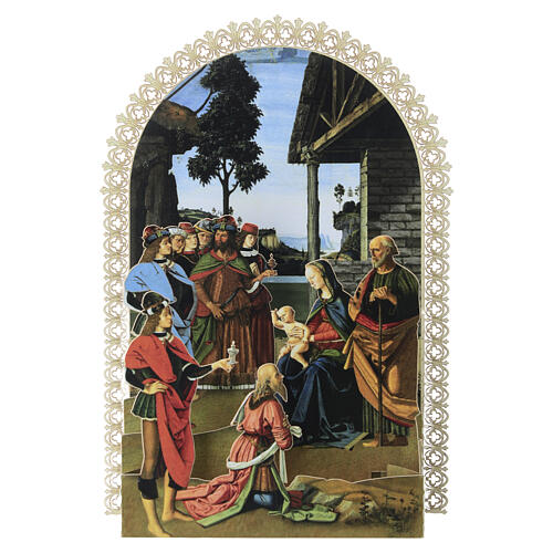 Pop-up Christmas card with Perugino's "Adoration of the Shepherds" 1