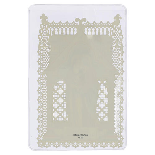 Holy card of Saints Anne and Joachim, 5x3 in, lace-edged 2