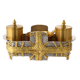 Baptism set silver and gold cross