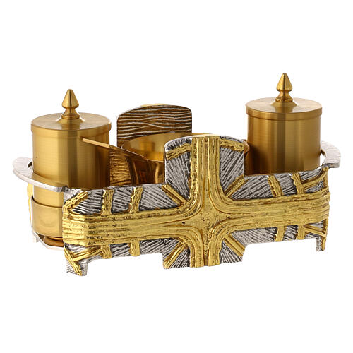 Baptism set silver and gold cross 5