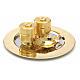 Holy Oils: set with brass stocks and a baptismal shell s4