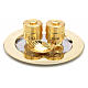 Holy Oils: set with brass stocks and a baptismal shell s1