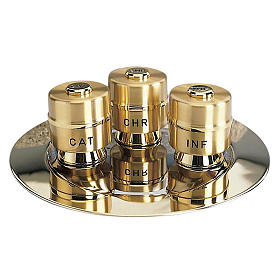 Holy Oils: set with gold-plated brass