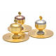 Holy oils: stocks in gold plated brass with a saucer s2