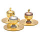 Holy oils: stocks in gold plated brass with a saucer s3
