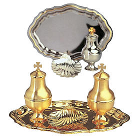 Baptism set: vessels and shell gold-plated brass
