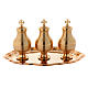 Holy oils vessels and plate in gold-plated brass s1