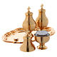 Holy oils vessels and plate in gold-plated brass s5