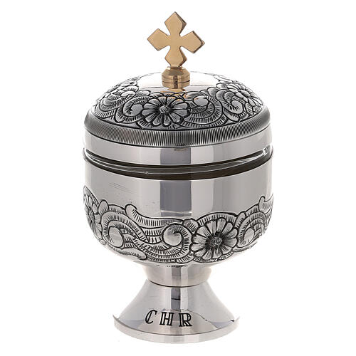 Holy oils: vase in chiseled silver-plated brass 2