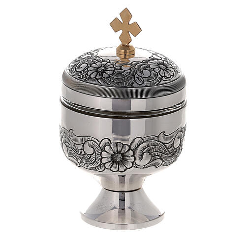 Holy oils: vase in chiseled silver-plated brass 5
