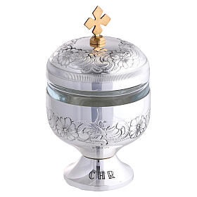 Santos óleos vaso prateado cinzelado