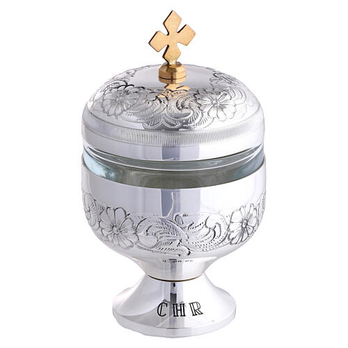 Holy oils: vase in chiseled silver-plated brass 2
