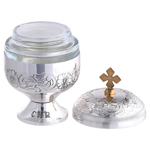 Holy oils: vase in chiseled silver-plated brass 4