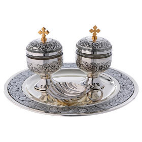 Huiles saintes et sets baptême: Ensemble pour baptême ampoules ciselées et coquille