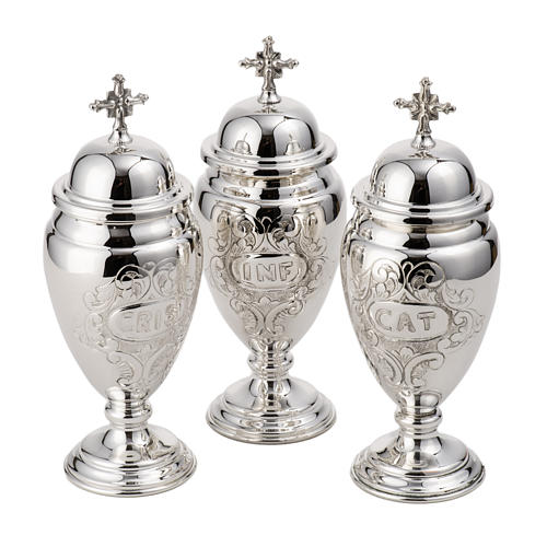Set for Holy oils in 800 silver 18 cm 1