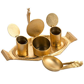 Set for Holy oils in golden bronze