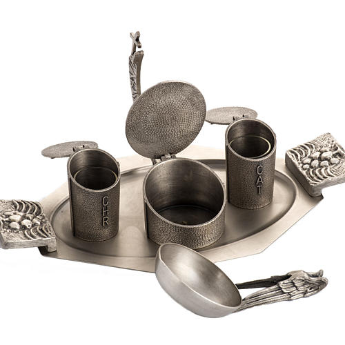 Set for Holy oils in silver-plated bronze 4