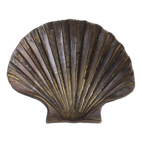 Taufmuschel aus bronzefarbigen Messing 13x10 cm 3