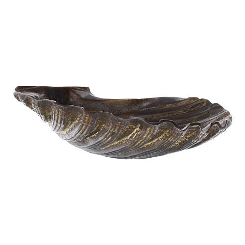 Conchiglia battesimo ottone bronzato 13x10 cm 2