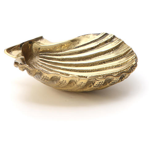 Baptismal shell in gold plated bronze 13x10cm 3