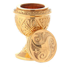 Molina confirmation oil pot in golden brass with baroque decoration