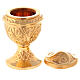 Molina confirmation oil pot in golden brass with baroque decoration s3