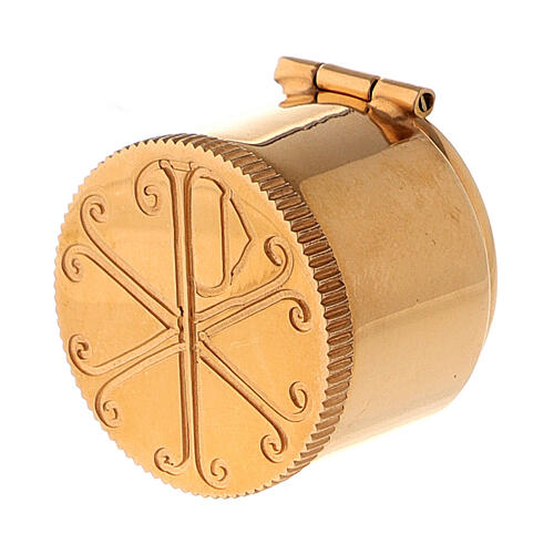 Molina confirmation oil holder with ring in golden brass with PAX symbols 3