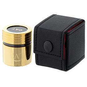 Santos Óleos e Serviços de Batismo: Estojo e vaso em vidro dourado óleo catecumenato