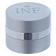 Ampoule pour huiles saintes ronde aluminium argenté diamètre 5 cm s1