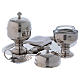 Baptism set with two Sacred Oils containers and shell in metal, silver s2
