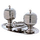 Baptism set with two Sacred Oils containers and shell in metal, silver s3