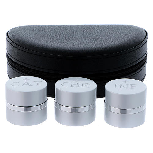 Holy Oils: case with three aluminium containers, silver 1