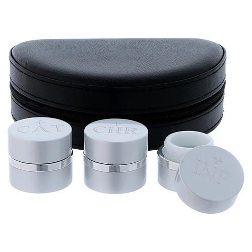Holy Oils: case with three aluminium containers, silver 3