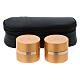 Artificial leather oval case with double Holy oils stock in gold plated aluminium 1 3/4 in diameter s1
