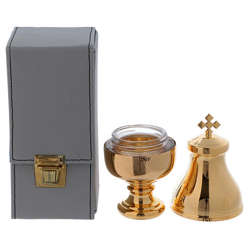 Holy Oils: case in faux leather with Crismera container 50 cc 2