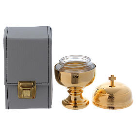Oli santi e servizi battesimo: Astuccio con un vasetto per oli Sacri Crismera con interno in vetro 50 cc