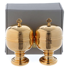 Oli santi e servizi battesimo: Astuccio similpelle con due vasetti Crismera per oli santi 50 cc