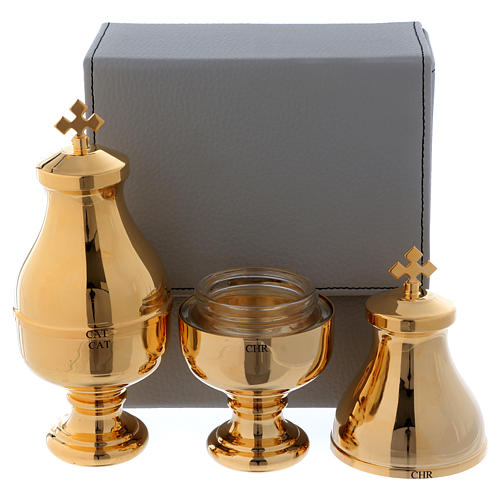 Holy Oils: case in faux leather with two containers 50 cc 2