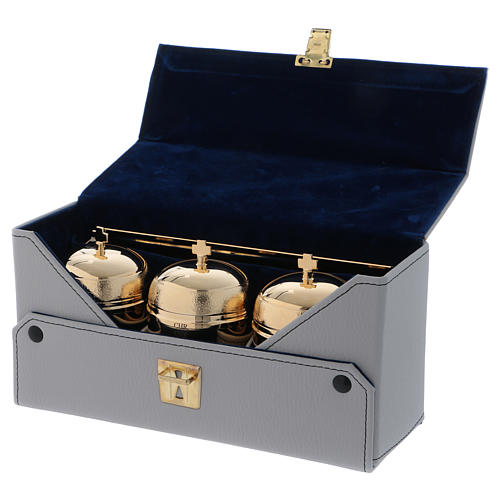 Holy Oils: case in faux leather with Crismera containers 50 cc 3