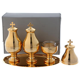 Holy Oils: case in faux leather with three Crismera containers