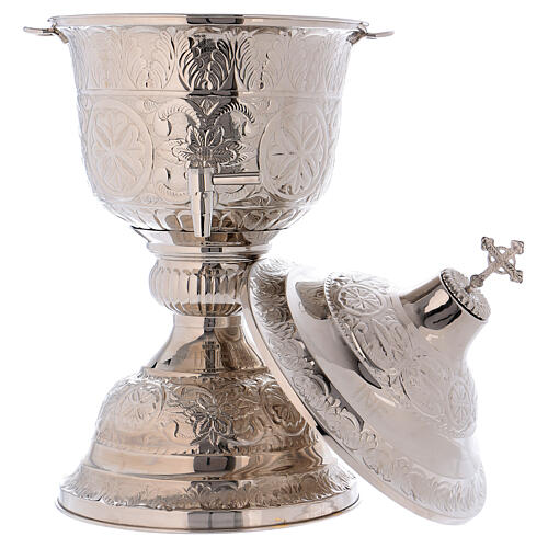 Silver-plated brass vase for holy oils for the sick 5