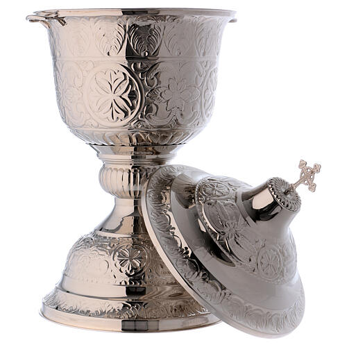 Vase for sacred oils for catechumens made of silver-plated brass 6